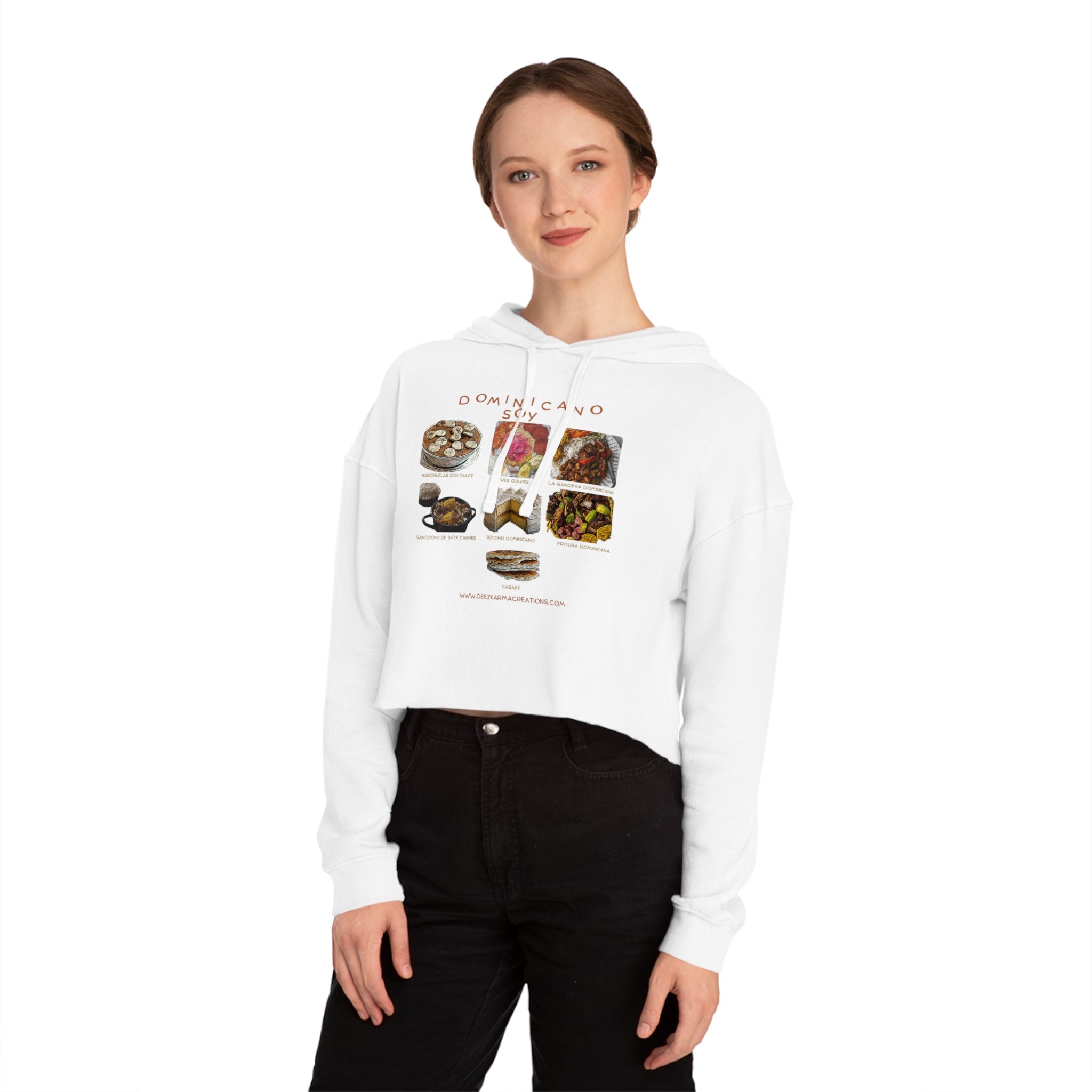 Dominican Traditional Dishes Cropped Hoodie | Dominican Food Design