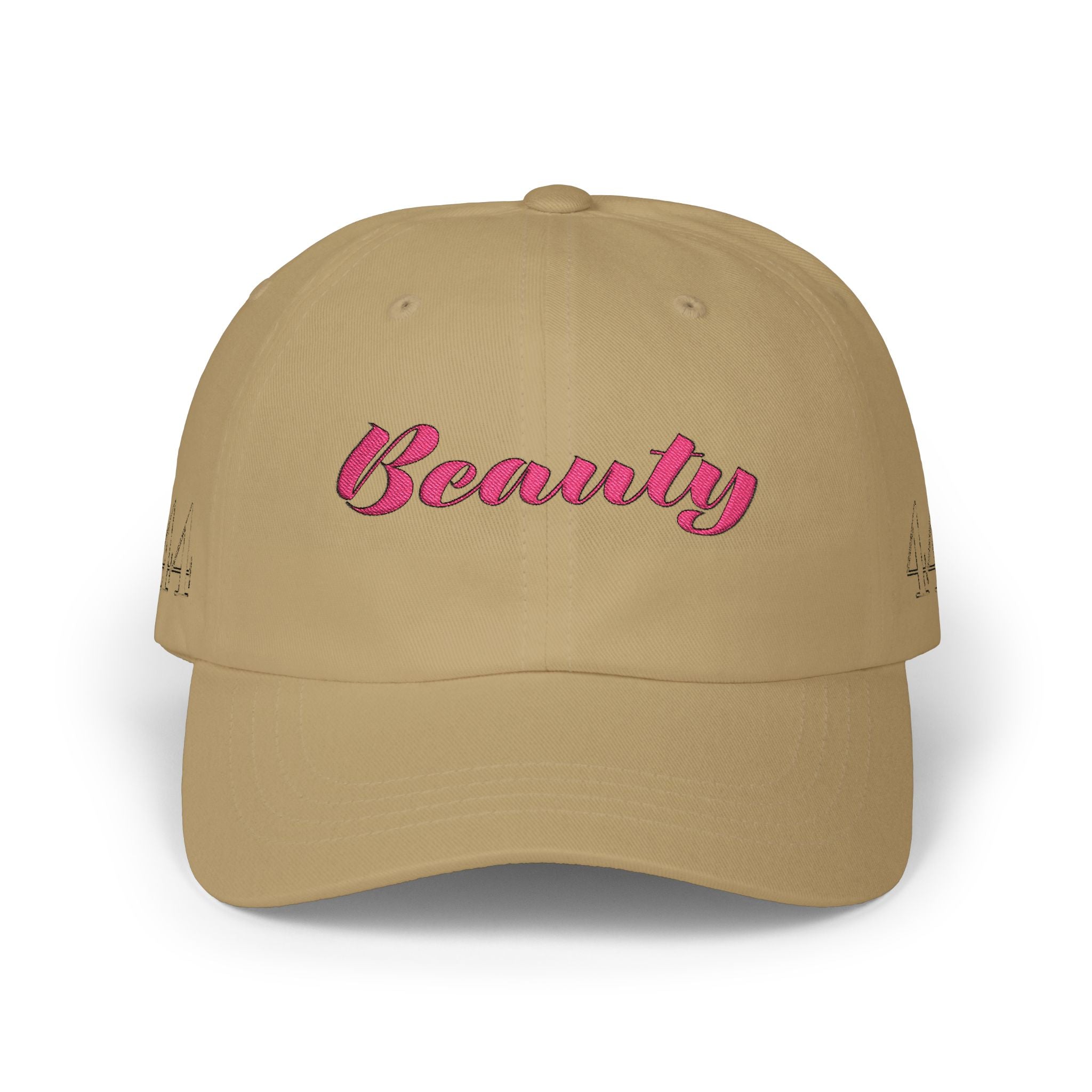 Beauty Affirmation & Angel Number 444 Classic Dad Cap — Vintage Brass Strap, Soft Cotton