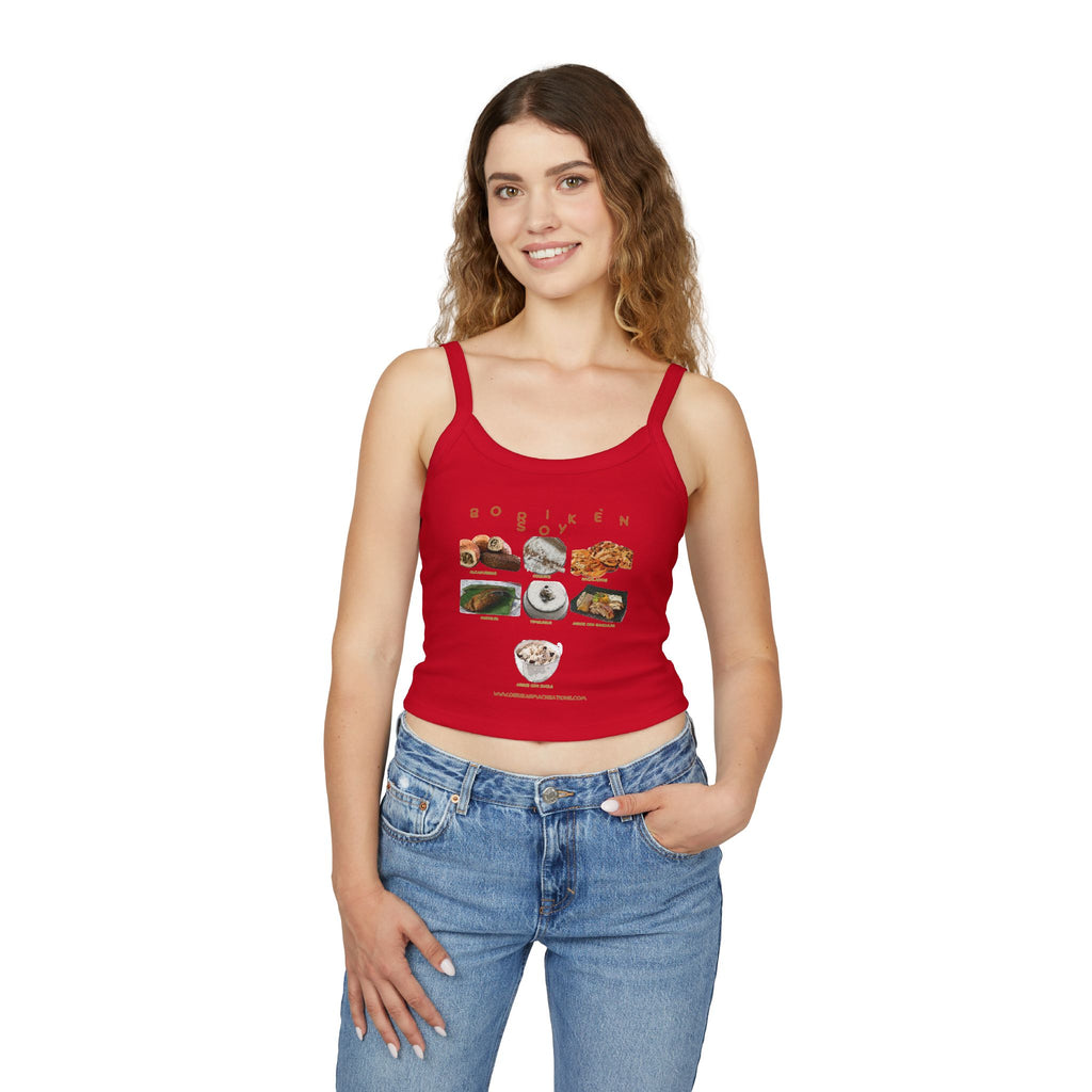 Borikén Soy | Puerto Rican Food Collage Spaghetti Tank | Boricua Pride