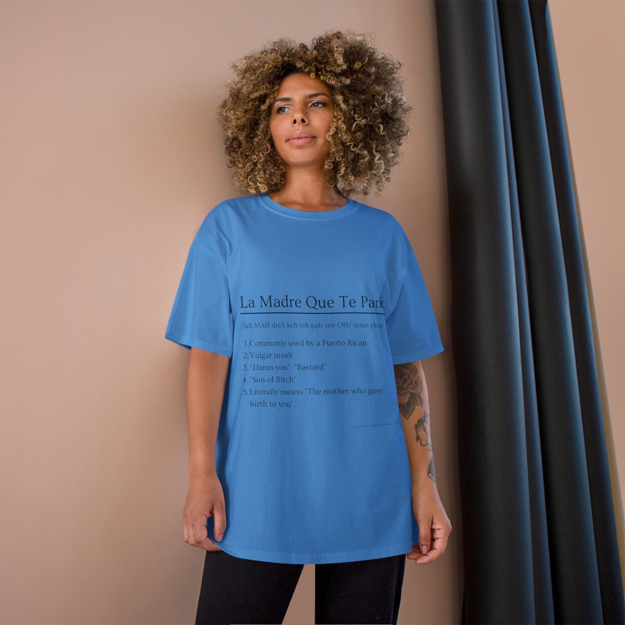 La Madre Que Te Parió | Champion Definition Tee | Spanish Phrase Shirt