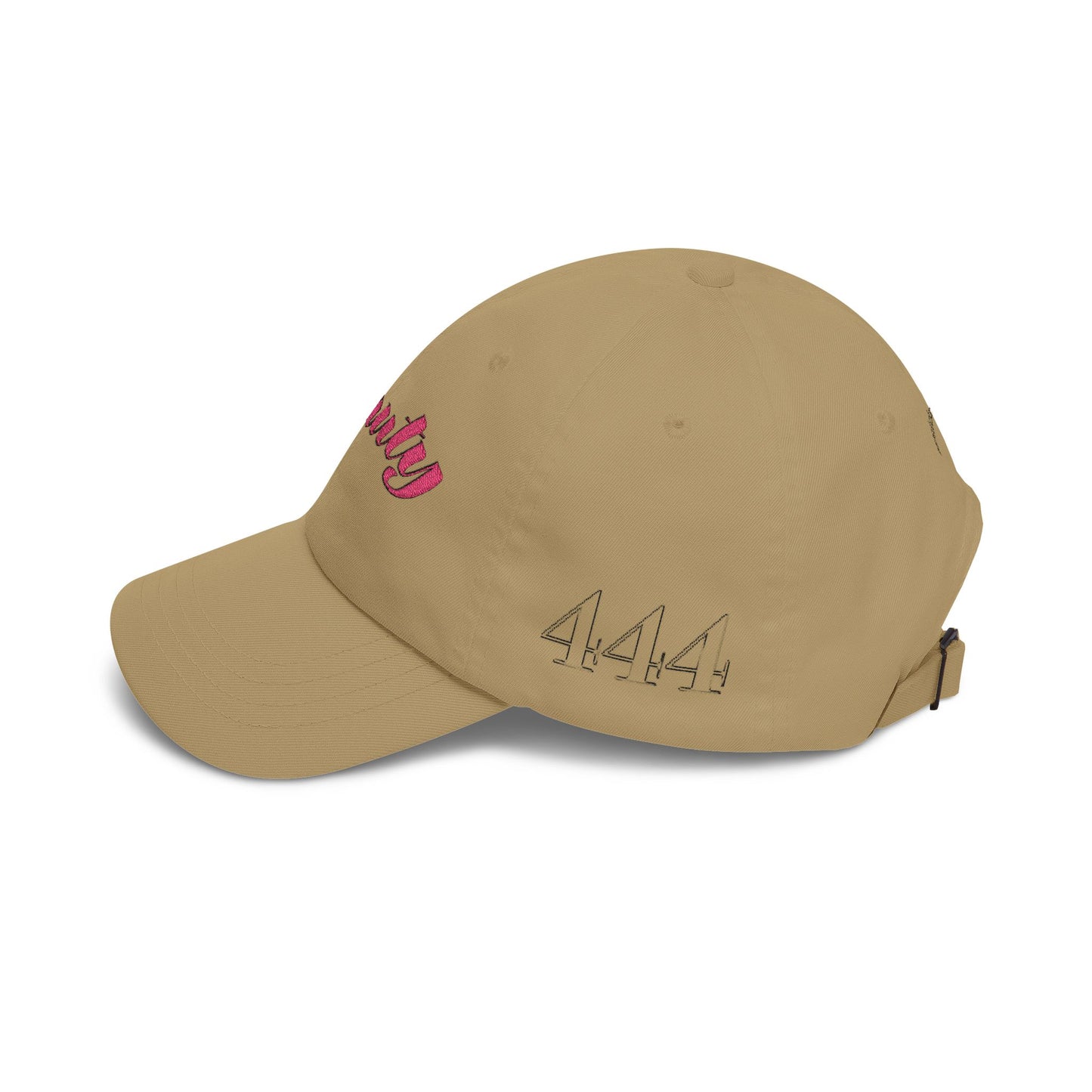 Beauty Affirmation & Angel Number 444 Classic Dad Cap — Vintage Brass Strap, Soft Cotton