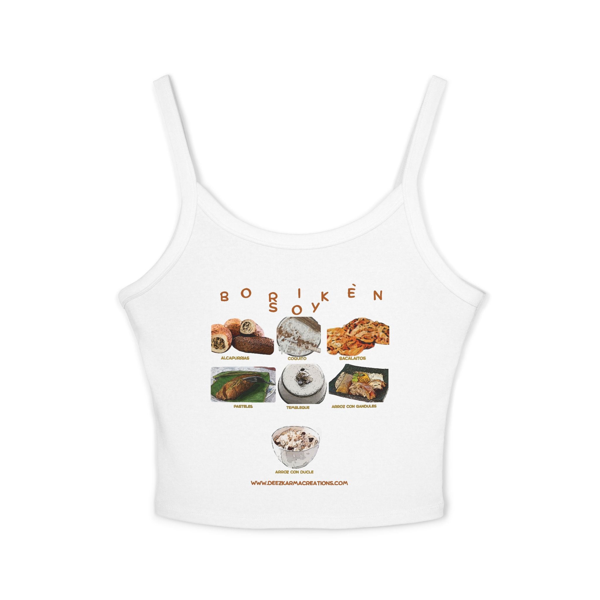 Borikén Soy | Puerto Rican Food Collage Spaghetti Tank | Boricua Pride