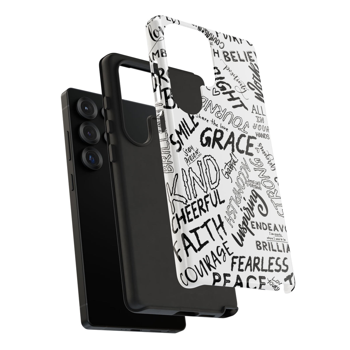 Inspirational Words Phone Case — Black & White Handlettered Positive Quotes
