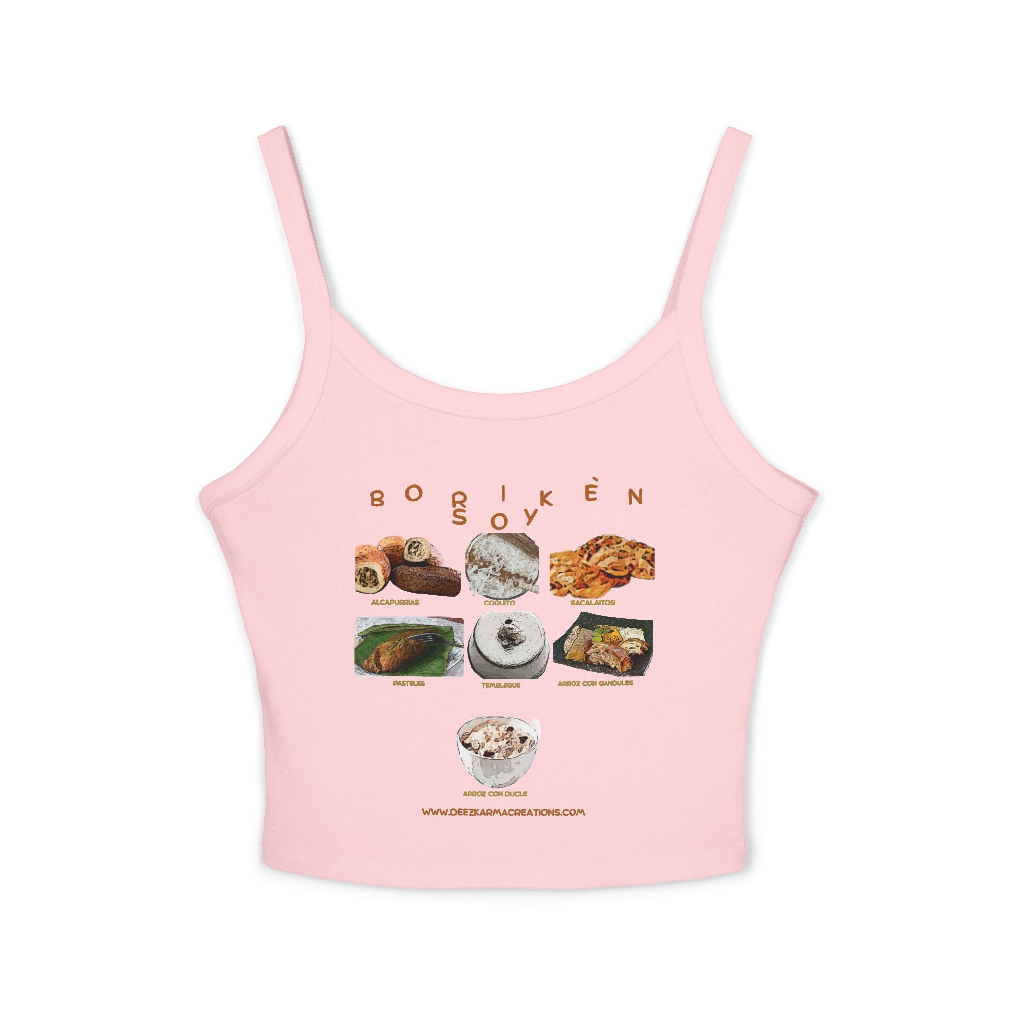Borikén Soy | Puerto Rican Food Collage Spaghetti Tank | Boricua Pride