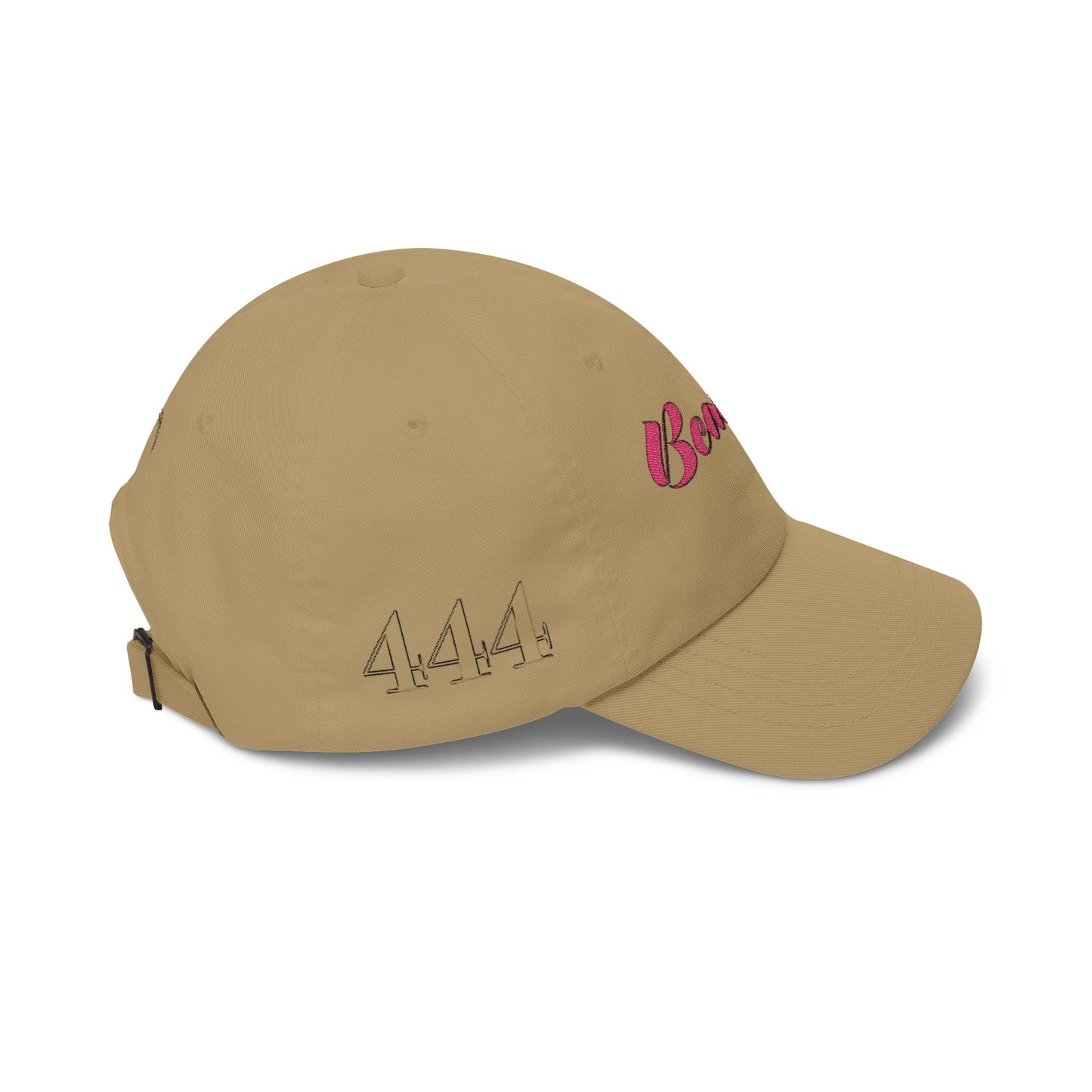 Beauty Affirmation & Angel Number 444 Classic Dad Cap — Vintage Brass Strap, Soft Cotton