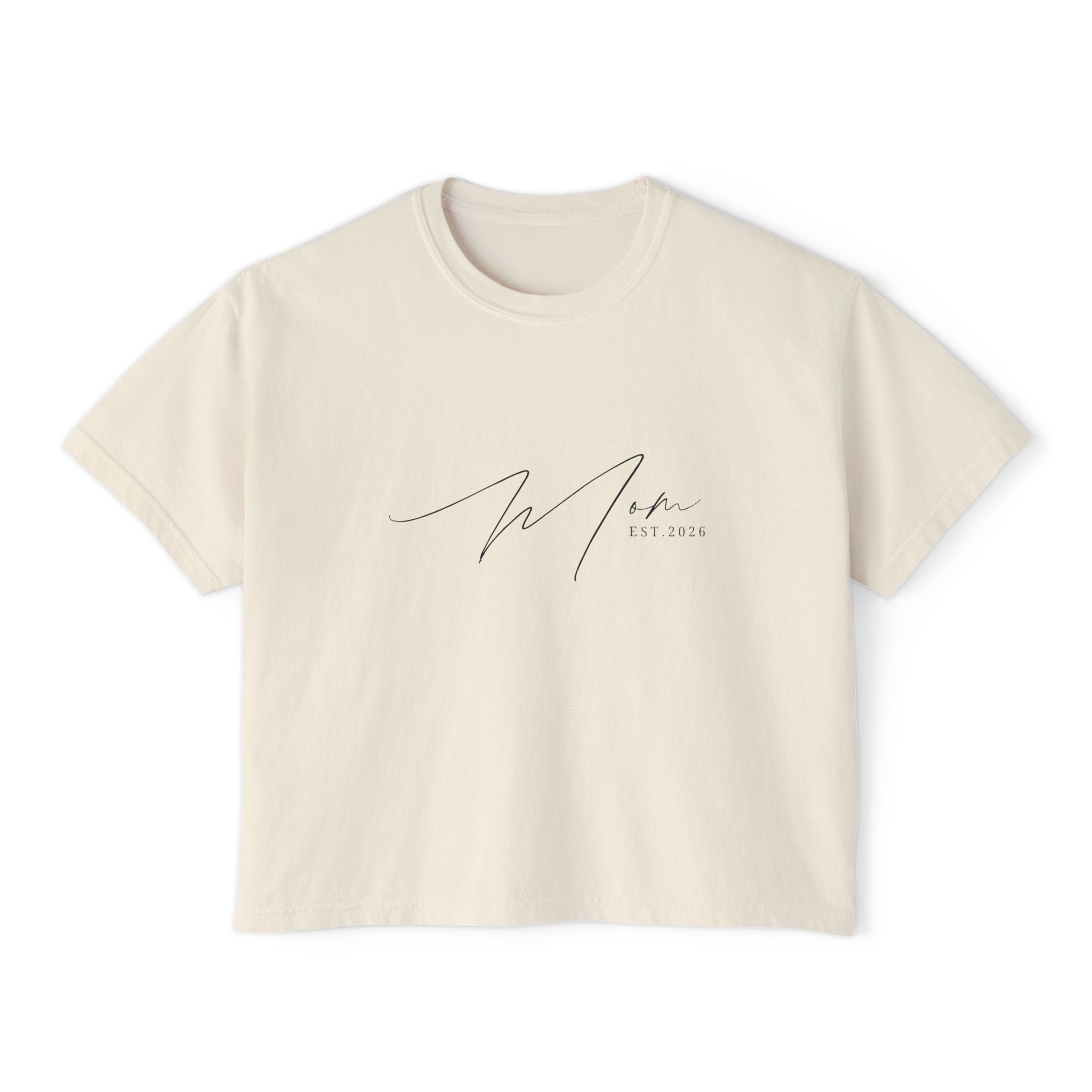 "Certified Mom Est. 2026 | Pigment Dyed Boxy Graphic Tee"