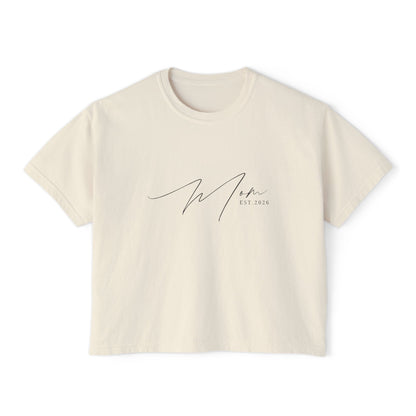 "Certified Mom Est. 2026 | Pigment Dyed Boxy Graphic Tee"