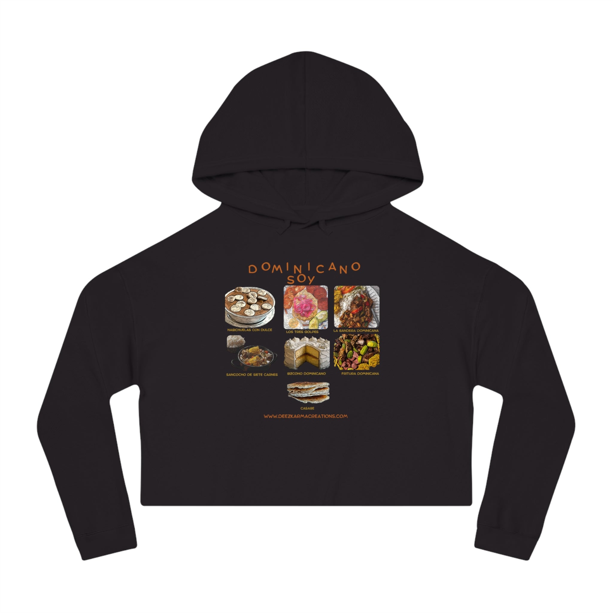 Dominican Traditional Dishes Cropped Hoodie | Dominican Food Design