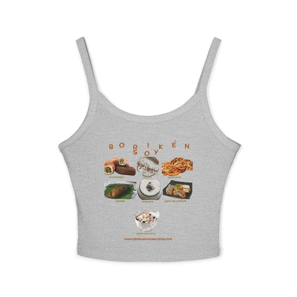 Borikén Soy | Puerto Rican Food Collage Spaghetti Tank | Boricua Pride