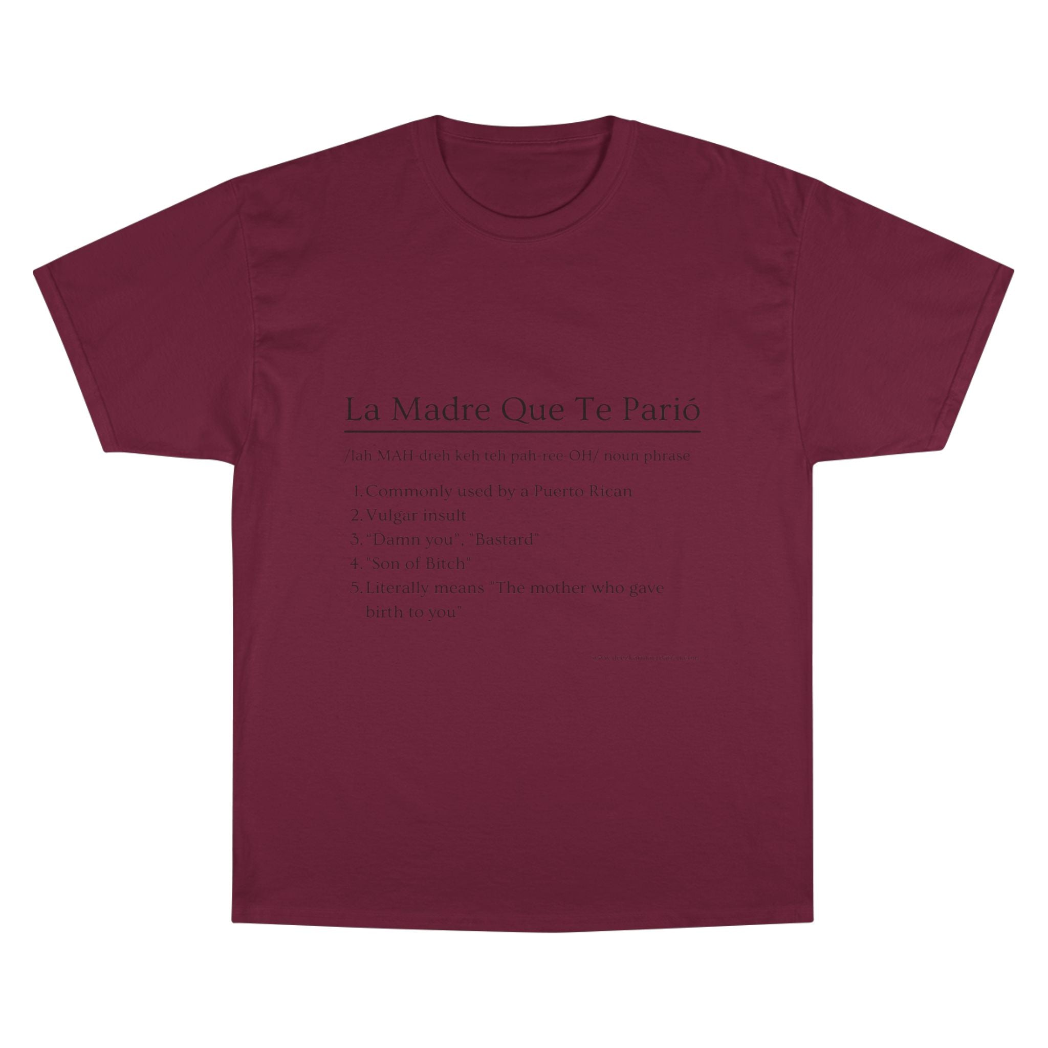La Madre Que Te Parió | Champion Definition Tee | Spanish Phrase Shirt