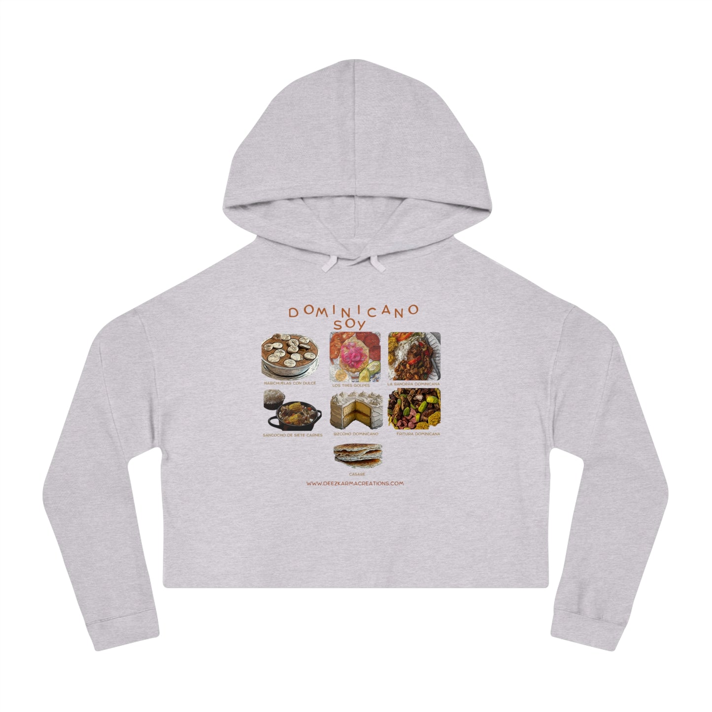 Dominican Traditional Dishes Cropped Hoodie | Dominican Food Design