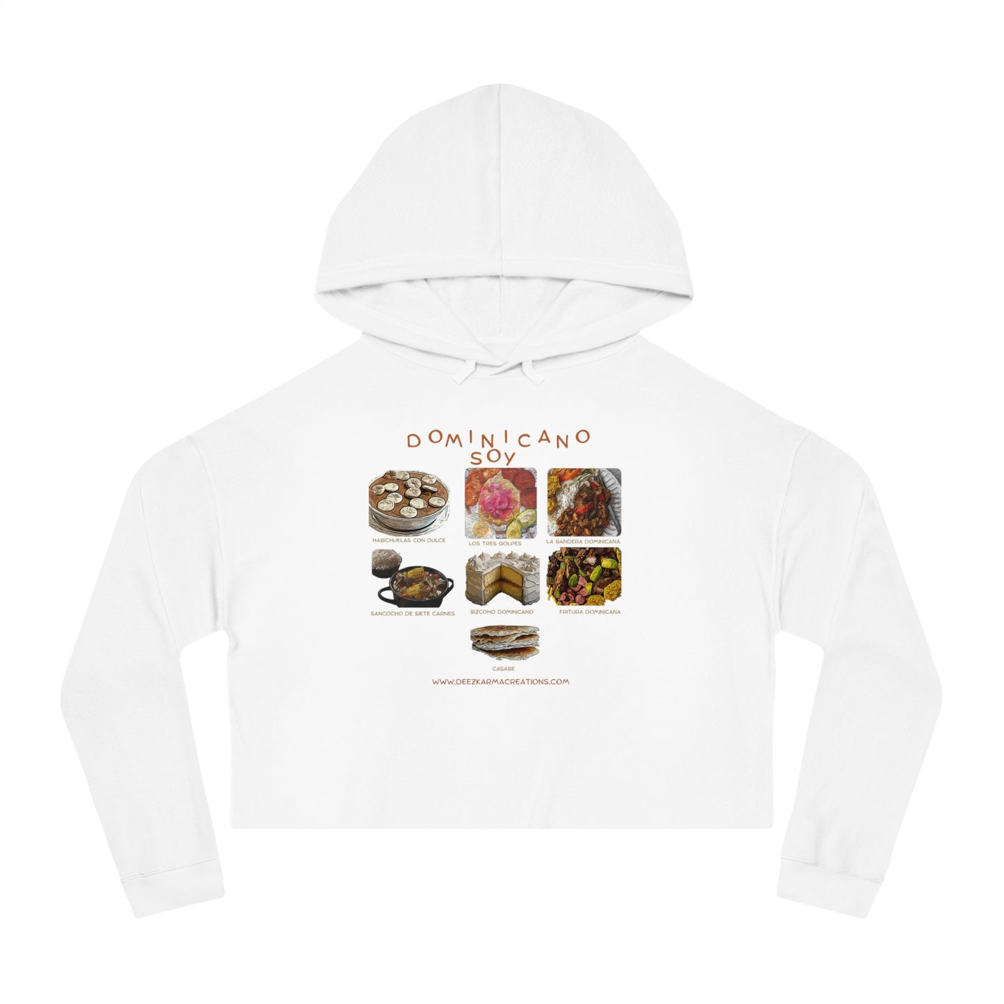 Dominican Traditional Dishes Cropped Hoodie | Dominican Food Design