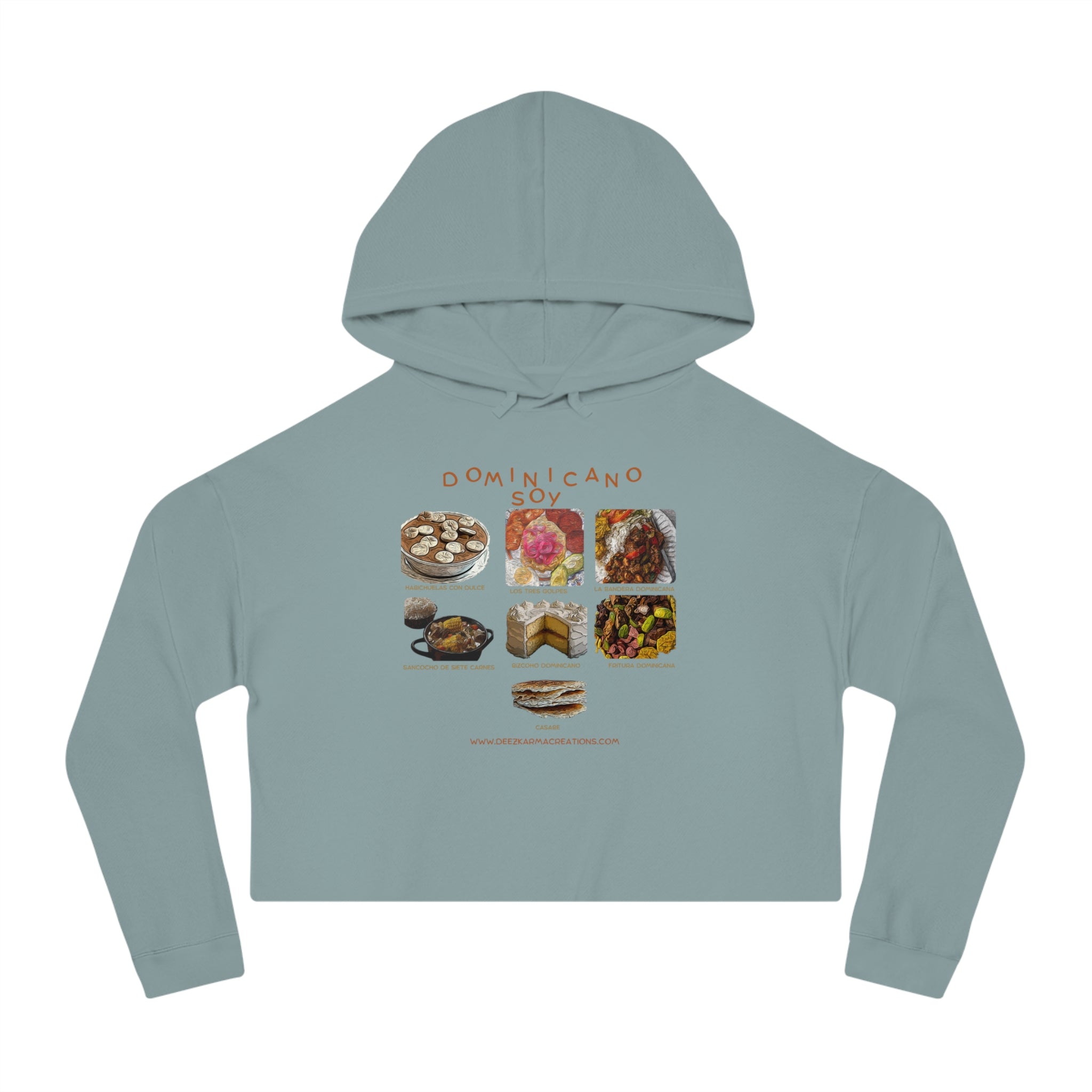 Dominican Traditional Dishes Cropped Hoodie | Dominican Food Design