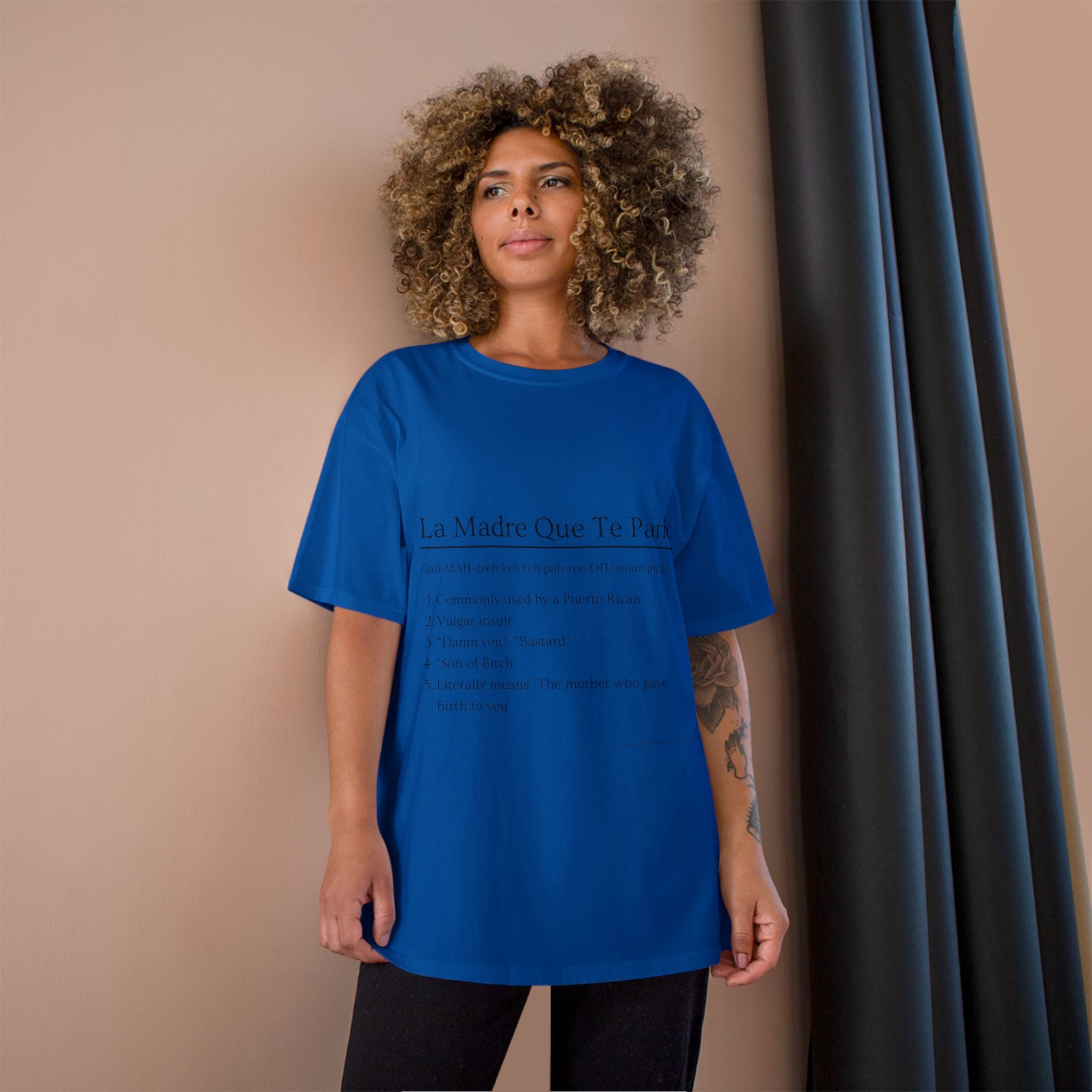 La Madre Que Te Parió | Champion Definition Tee | Spanish Phrase Shirt