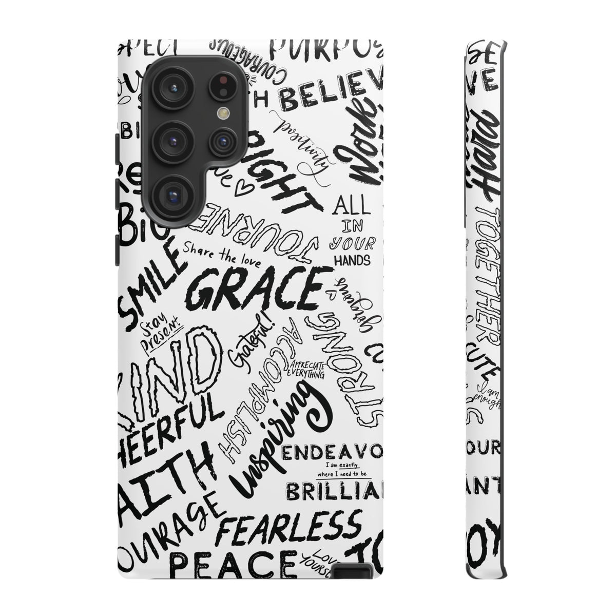 Inspirational Words Phone Case — Black & White Handlettered Positive Quotes