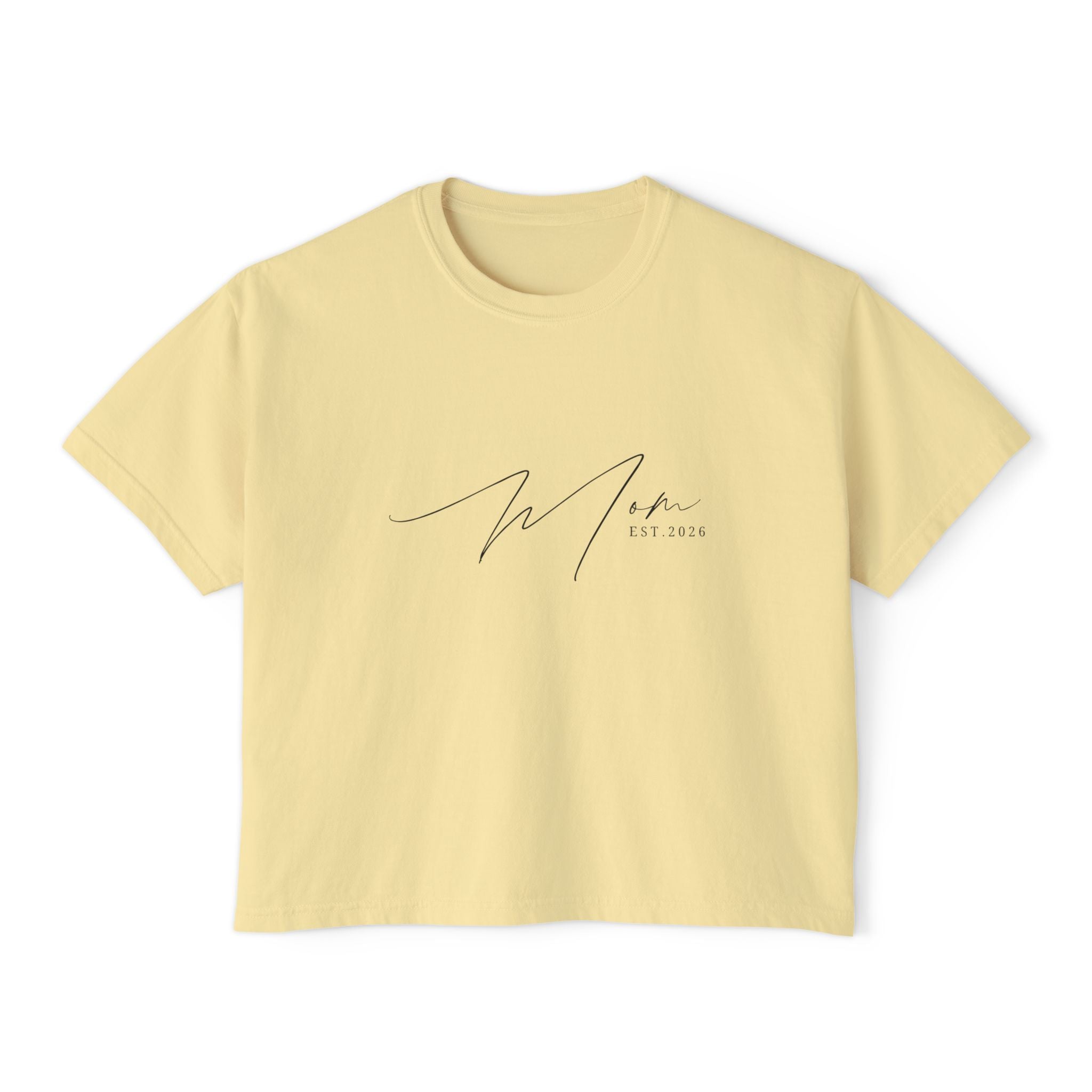 "Certified Mom Est. 2026 | Pigment Dyed Boxy Graphic Tee"
