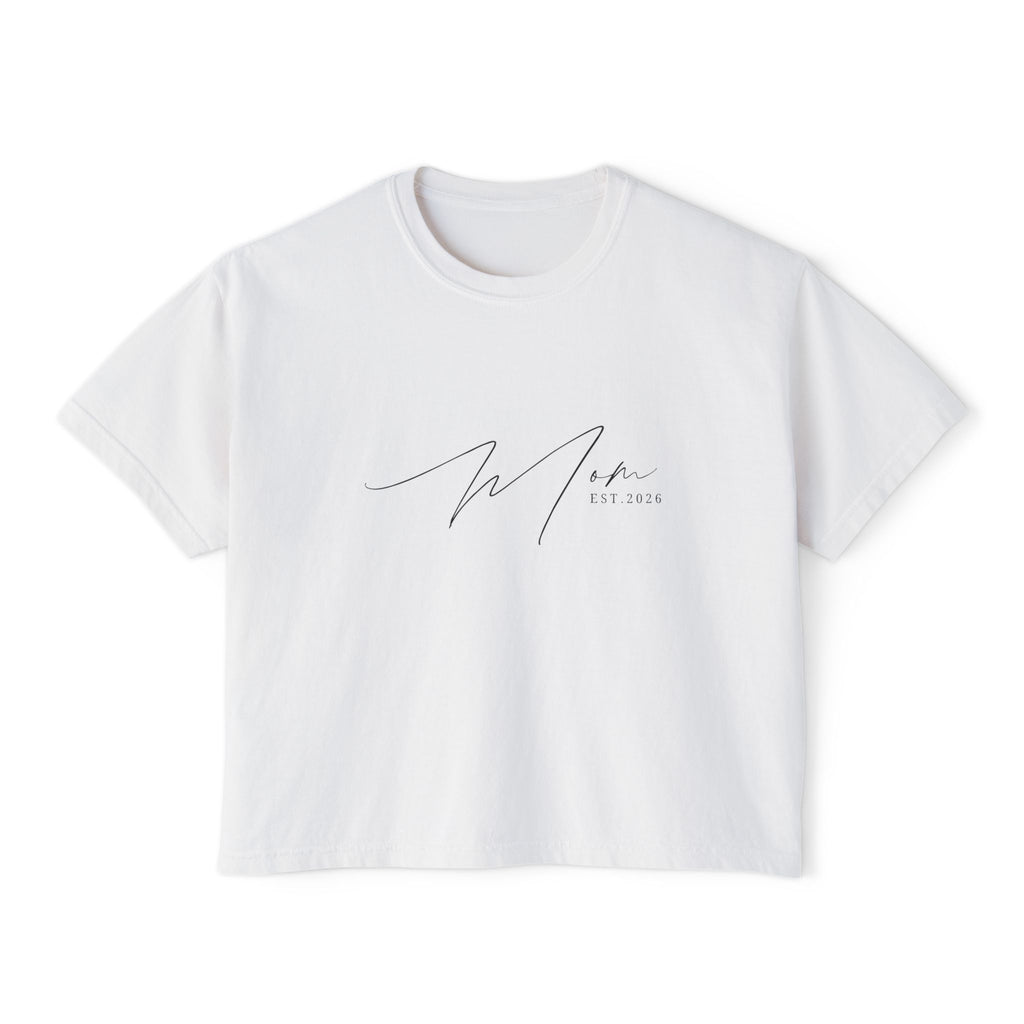 "Certified Mom Est. 2026 | Pigment Dyed Boxy Graphic Tee"