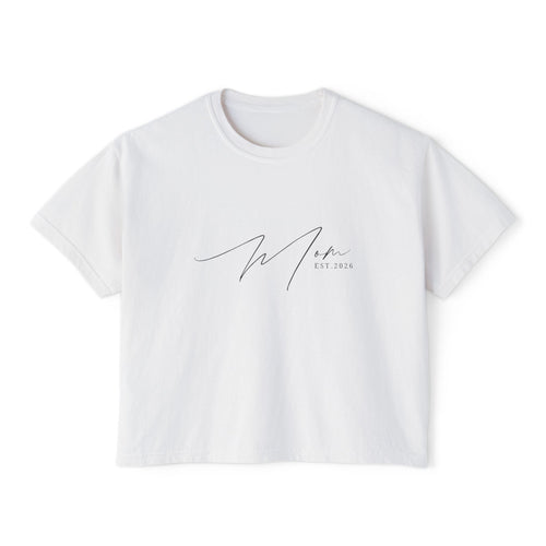 "Certified Mom Est. 2026 | Pigment Dyed Boxy Graphic Tee"