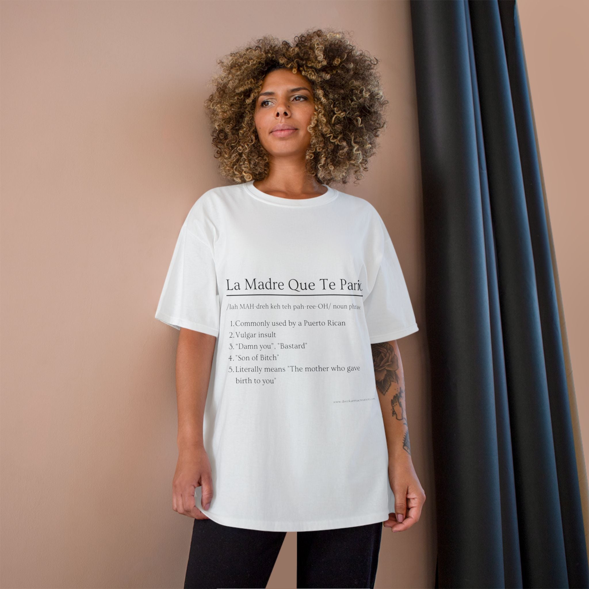 La Madre Que Te Parió | Champion Definition Tee | Spanish Phrase Shirt