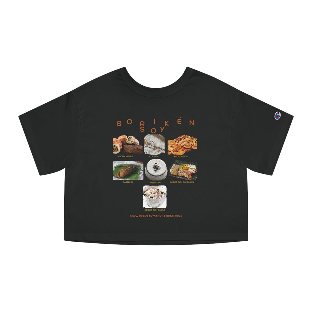 Boricua Built | Borikén Soy Food Collage Crop Tee