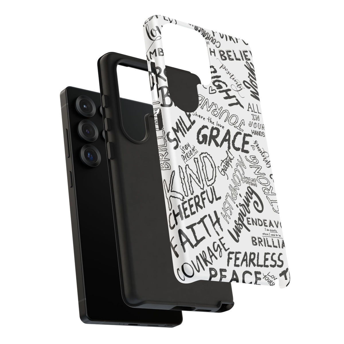Inspirational Words Phone Case — Black & White Handlettered Positive Quotes