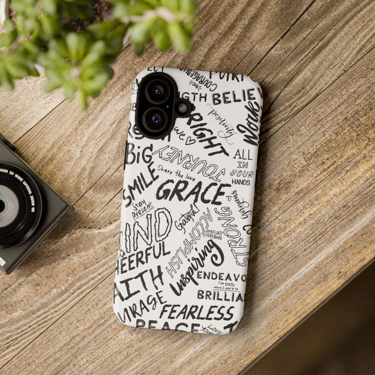 Inspirational Words Phone Case — Black & White Handlettered Positive Quotes