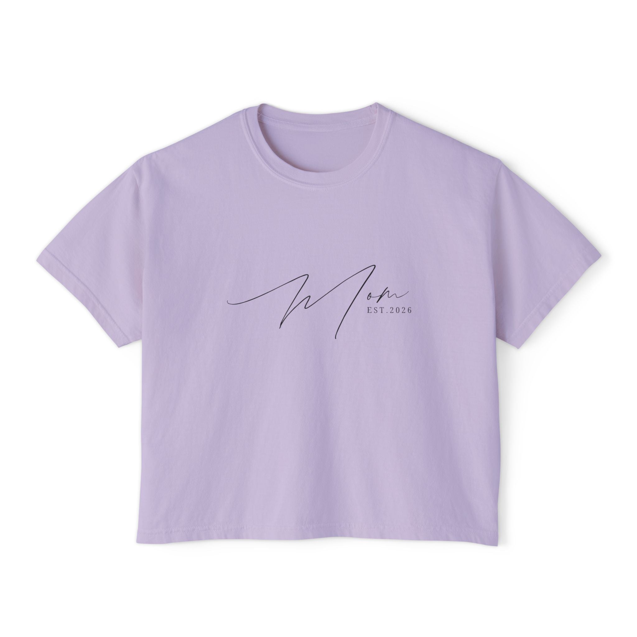 "Certified Mom Est. 2026 | Pigment Dyed Boxy Graphic Tee"