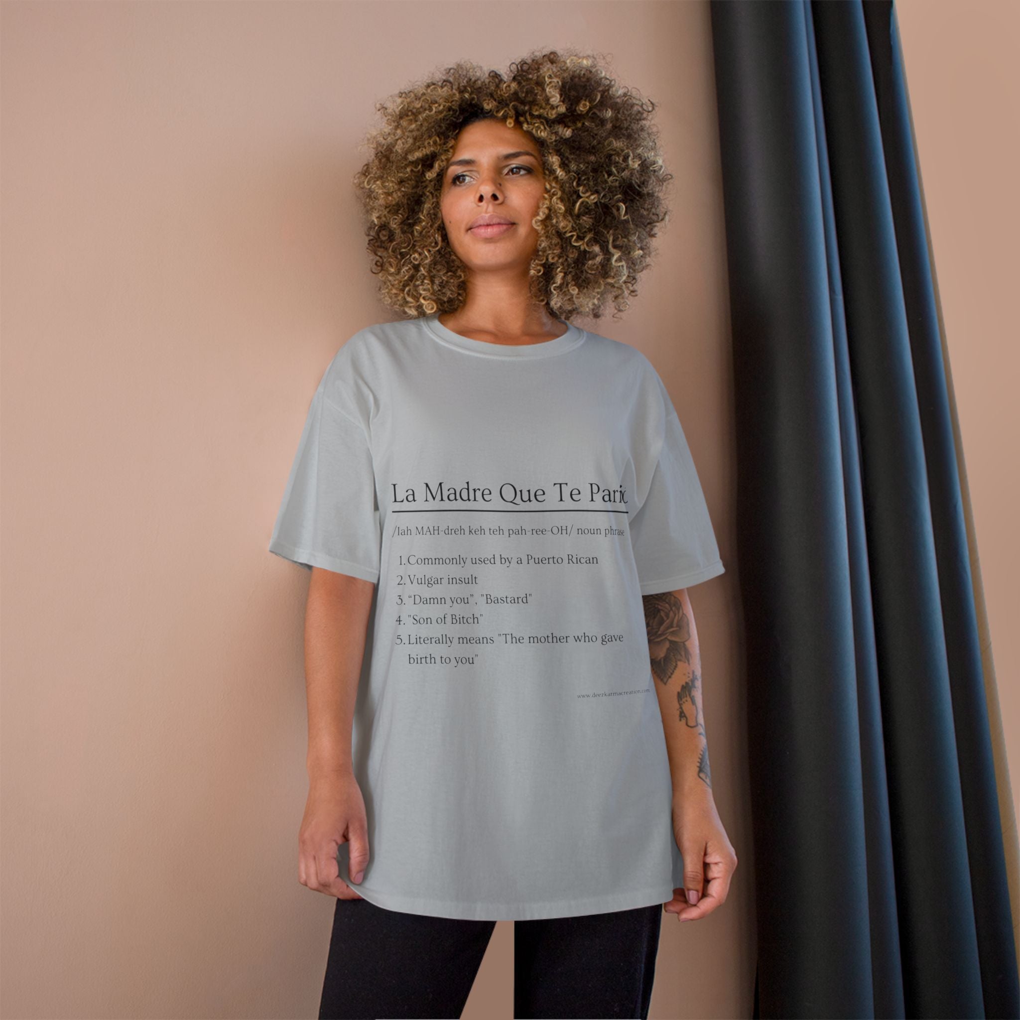 La Madre Que Te Parió | Champion Definition Tee | Spanish Phrase Shirt