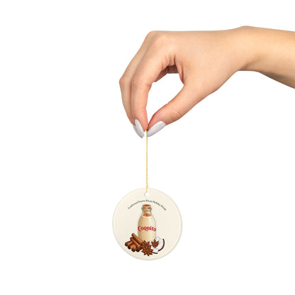 Puerto Rican Coquito Ceramic Ornament, Double-Sided Holiday Recipe Keepsake, Traditional Christmas Tree Decor