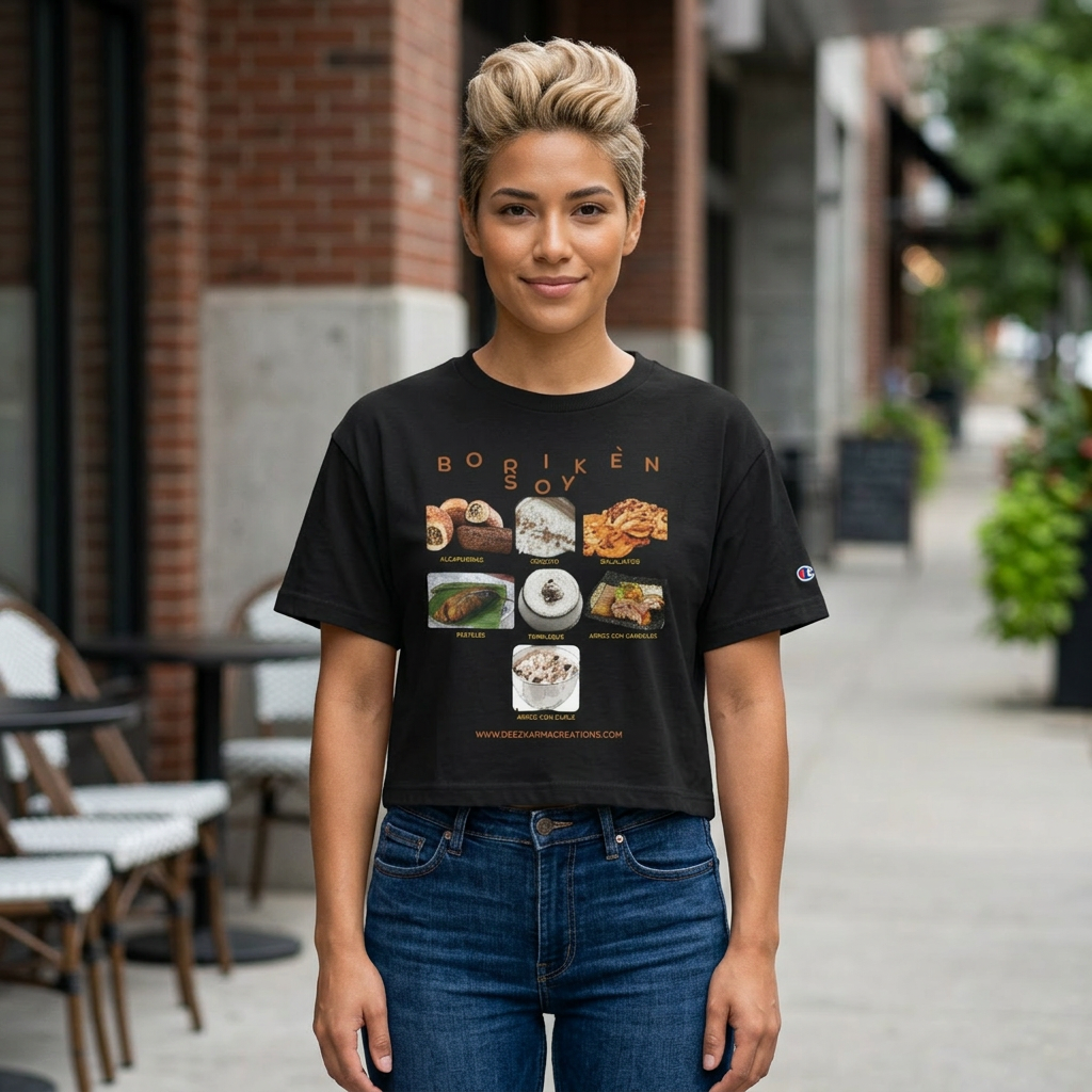 Boricua Built | Borikén Soy Food Collage Crop Tee