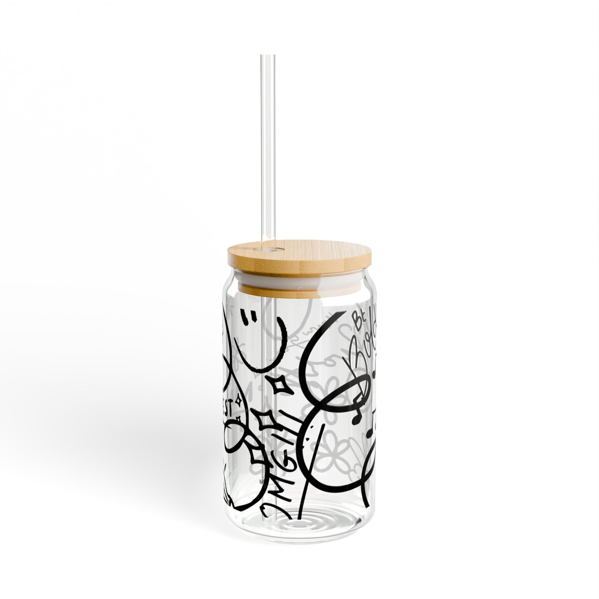 Doodle Aesthetic Manifestation Glass Cup | 16oz Positive Affirmations Tumbler | Mindful Gift for Her