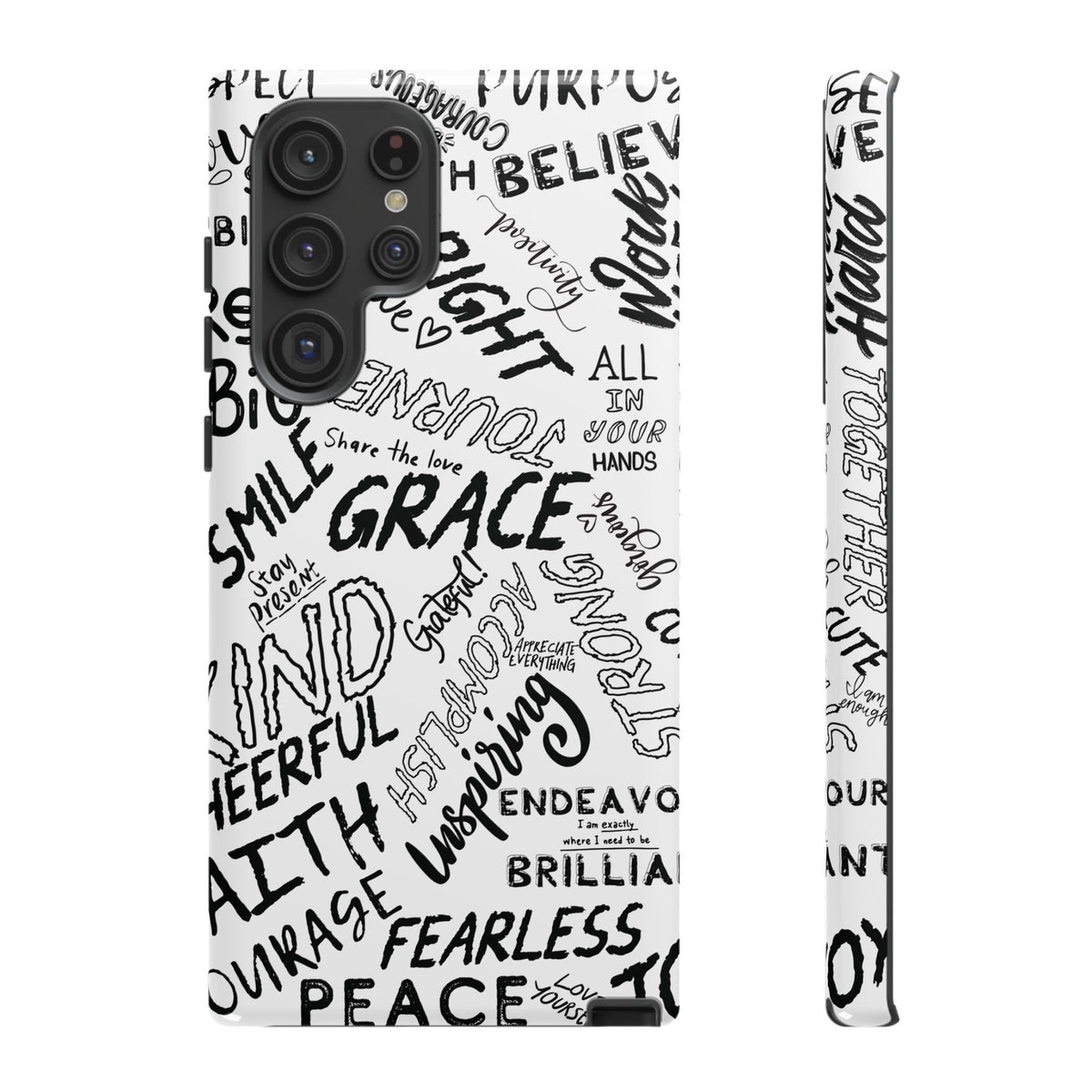 Inspirational Words Phone Case — Black & White Handlettered Positive Quotes