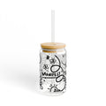 Doodle Aesthetic Manifestation Glass Cup | 16oz Positive Affirmations Tumbler | Mindful Gift for Her