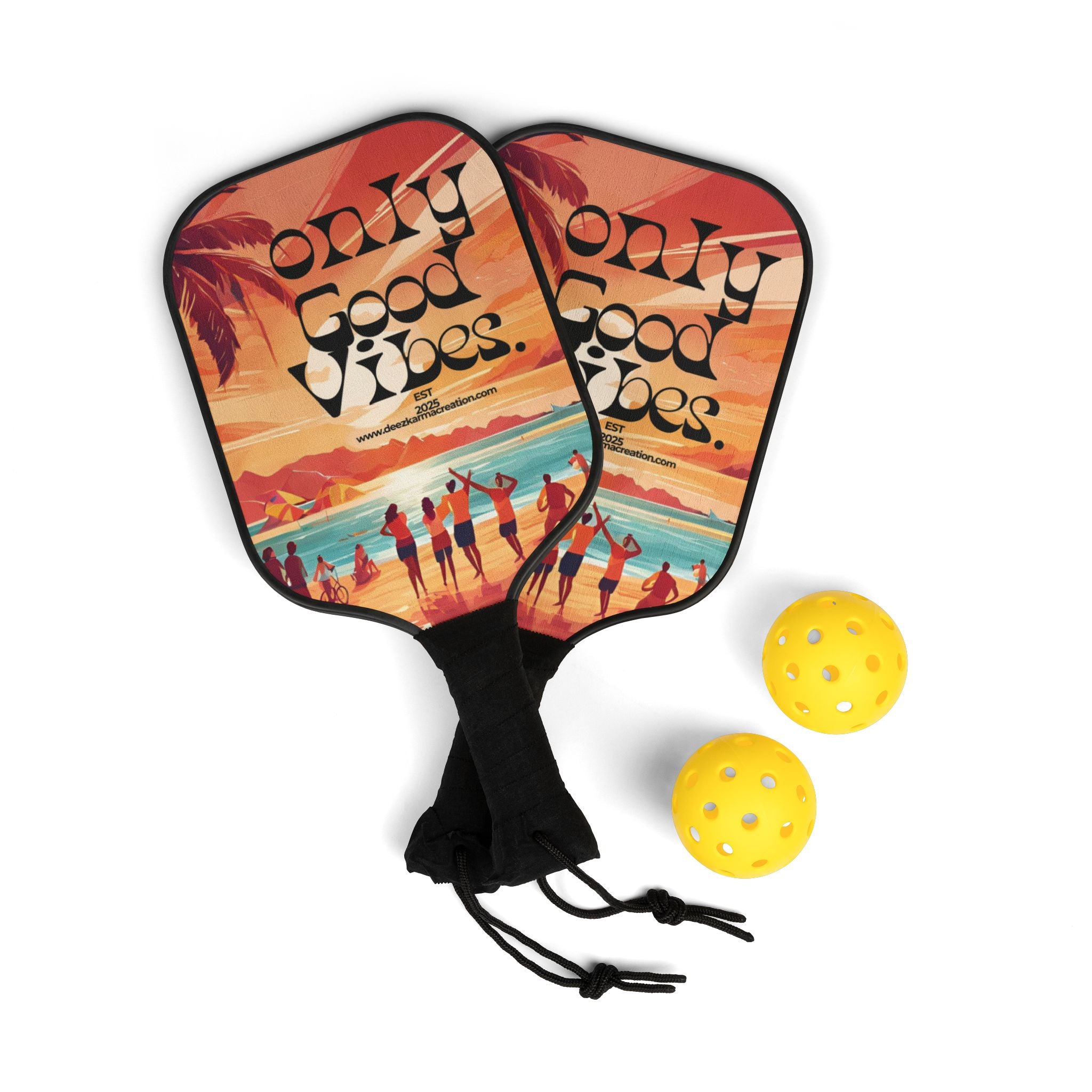 Custom Pickleball Kit – 2 Wooden Paddles, Balls & Portable Carry Bag