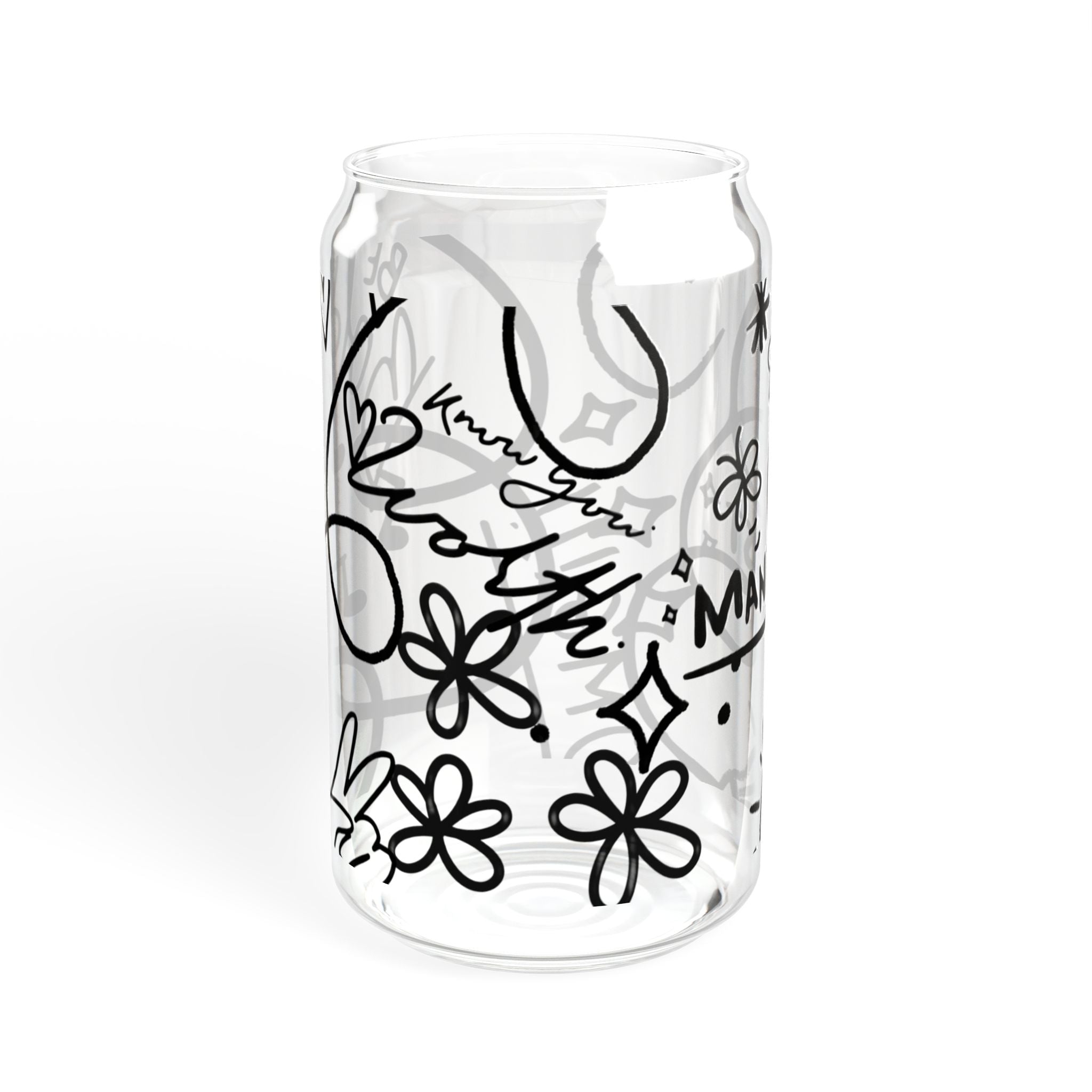 Doodle Aesthetic Manifestation Glass Cup | 16oz Positive Affirmations Tumbler | Mindful Gift for Her
