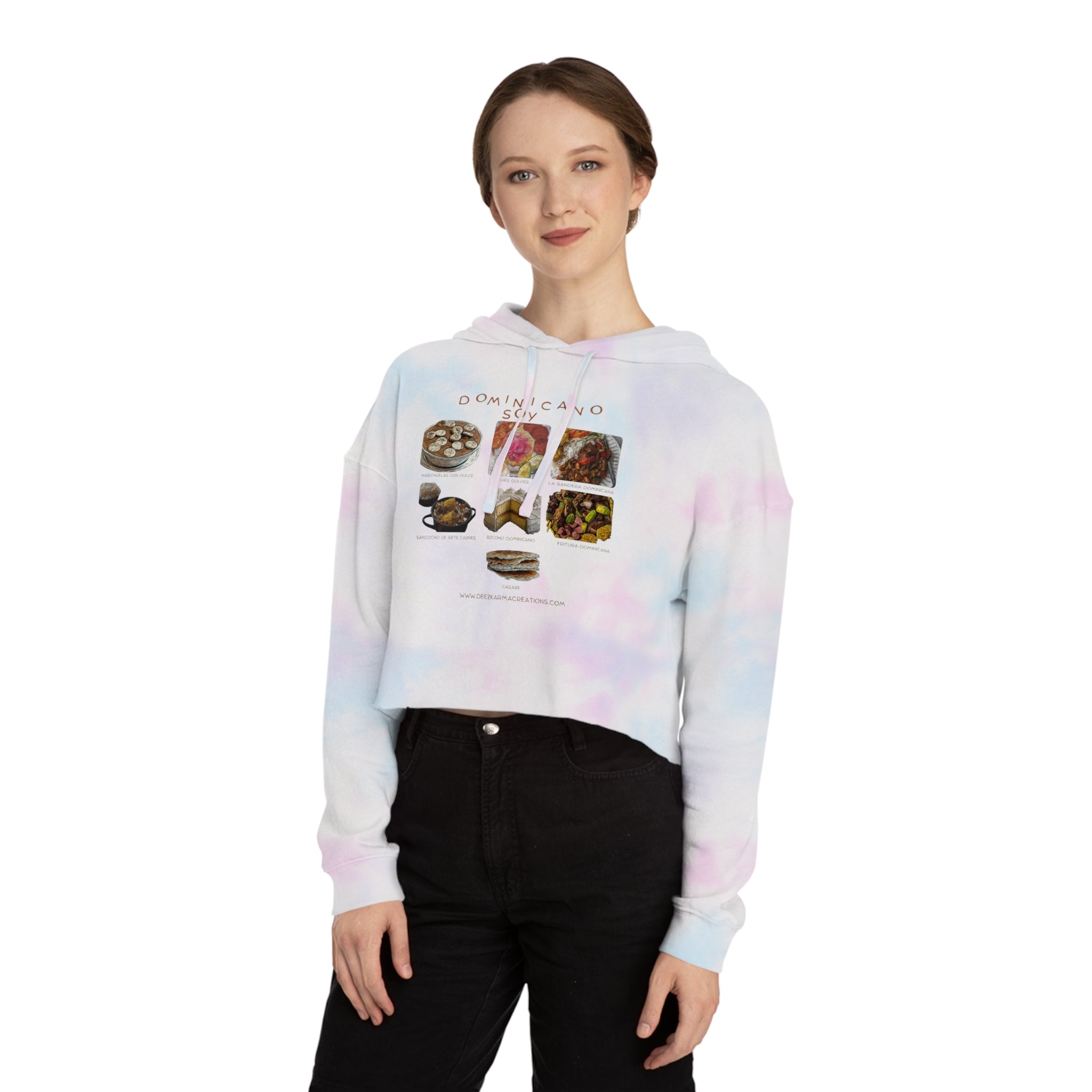Dominican Traditional Dishes Cropped Hoodie | Dominican Food Design