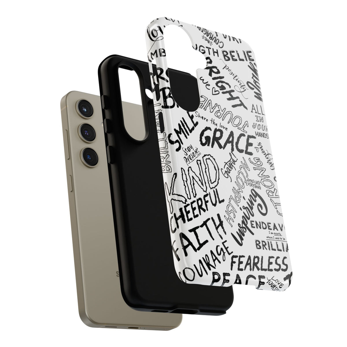Inspirational Words Phone Case — Black & White Handlettered Positive Quotes