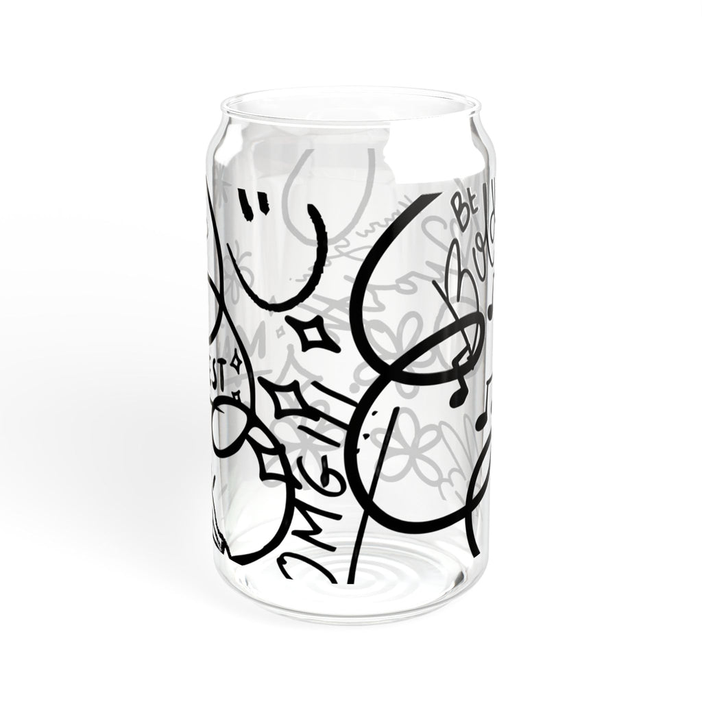 Doodle Aesthetic Manifestation Glass Cup | 16oz Positive Affirmations Tumbler | Mindful Gift for Her