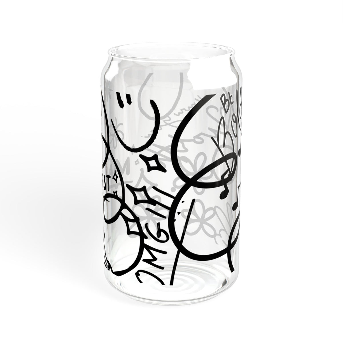 Doodle Aesthetic Manifestation Glass Cup | 16oz Positive Affirmations Tumbler | Mindful Gift for Her