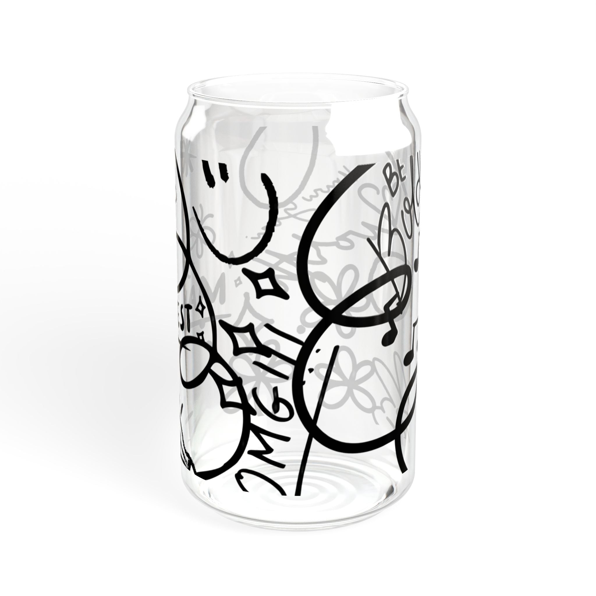 Doodle Aesthetic Manifestation Glass Cup | 16oz Positive Affirmations Tumbler | Mindful Gift for Her