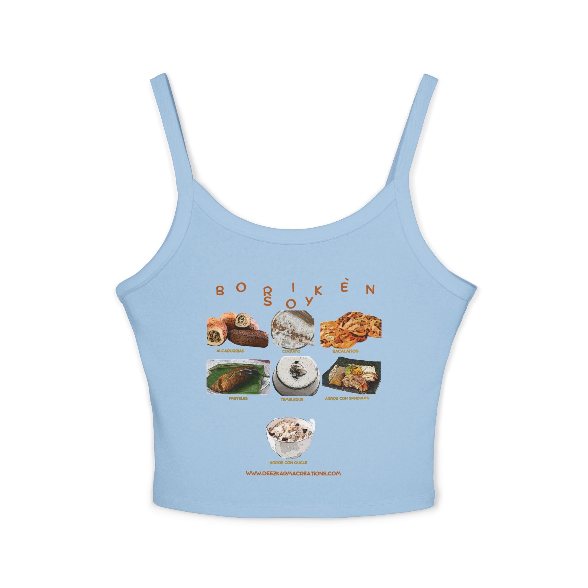 Borikén Soy | Puerto Rican Food Collage Spaghetti Tank | Boricua Pride