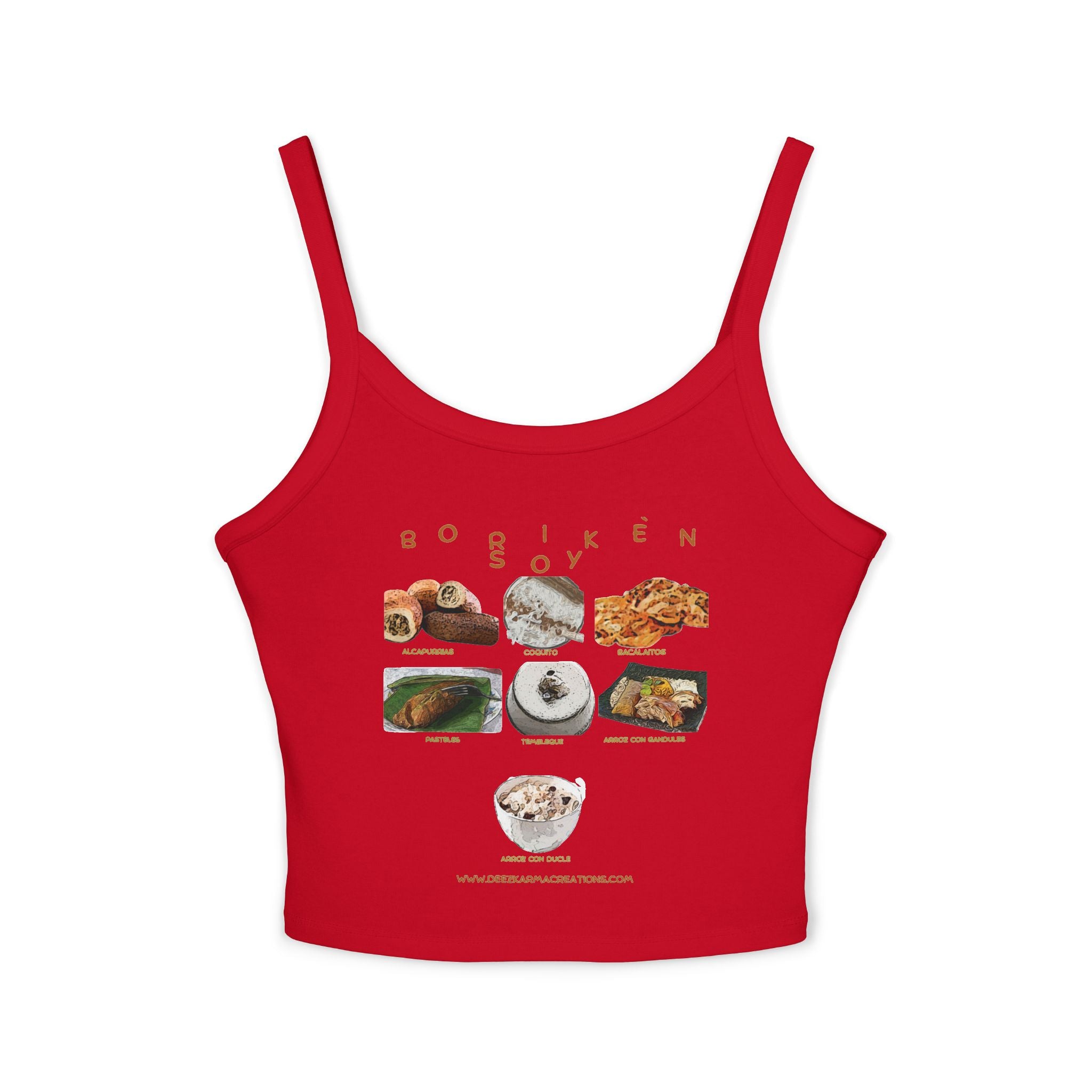 Borikén Soy | Puerto Rican Food Collage Spaghetti Tank | Boricua Pride