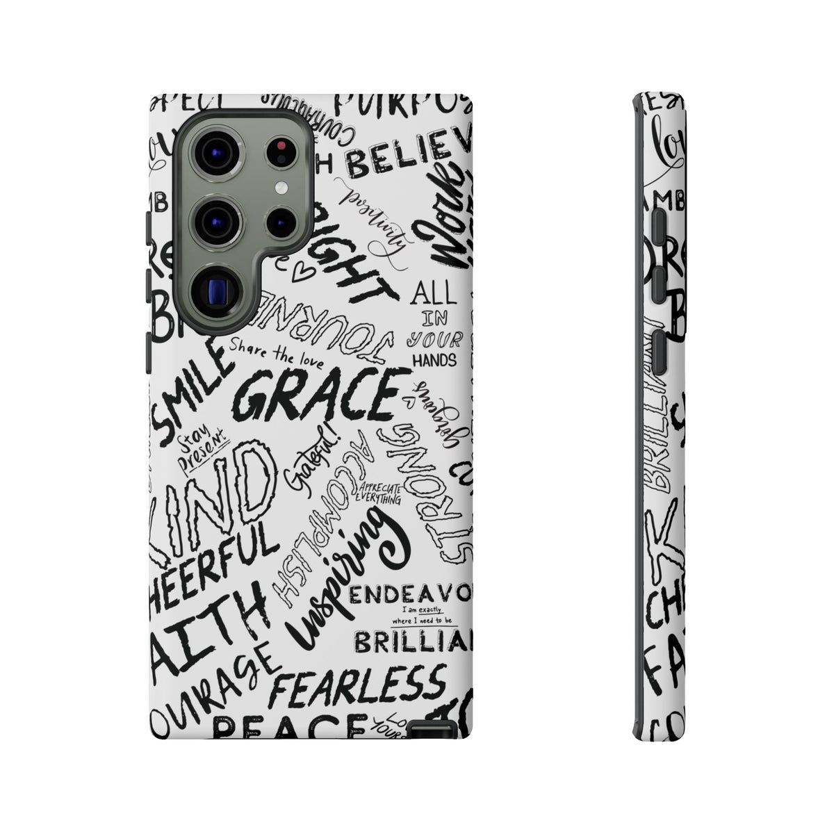 Inspirational Words Phone Case — Black & White Handlettered Positive Quotes