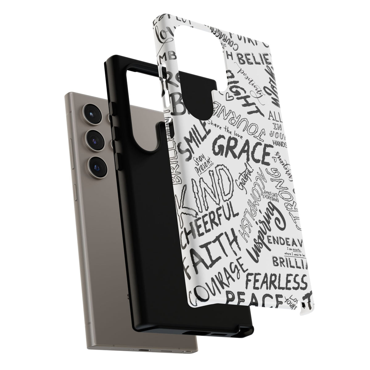 Inspirational Words Phone Case — Black & White Handlettered Positive Quotes