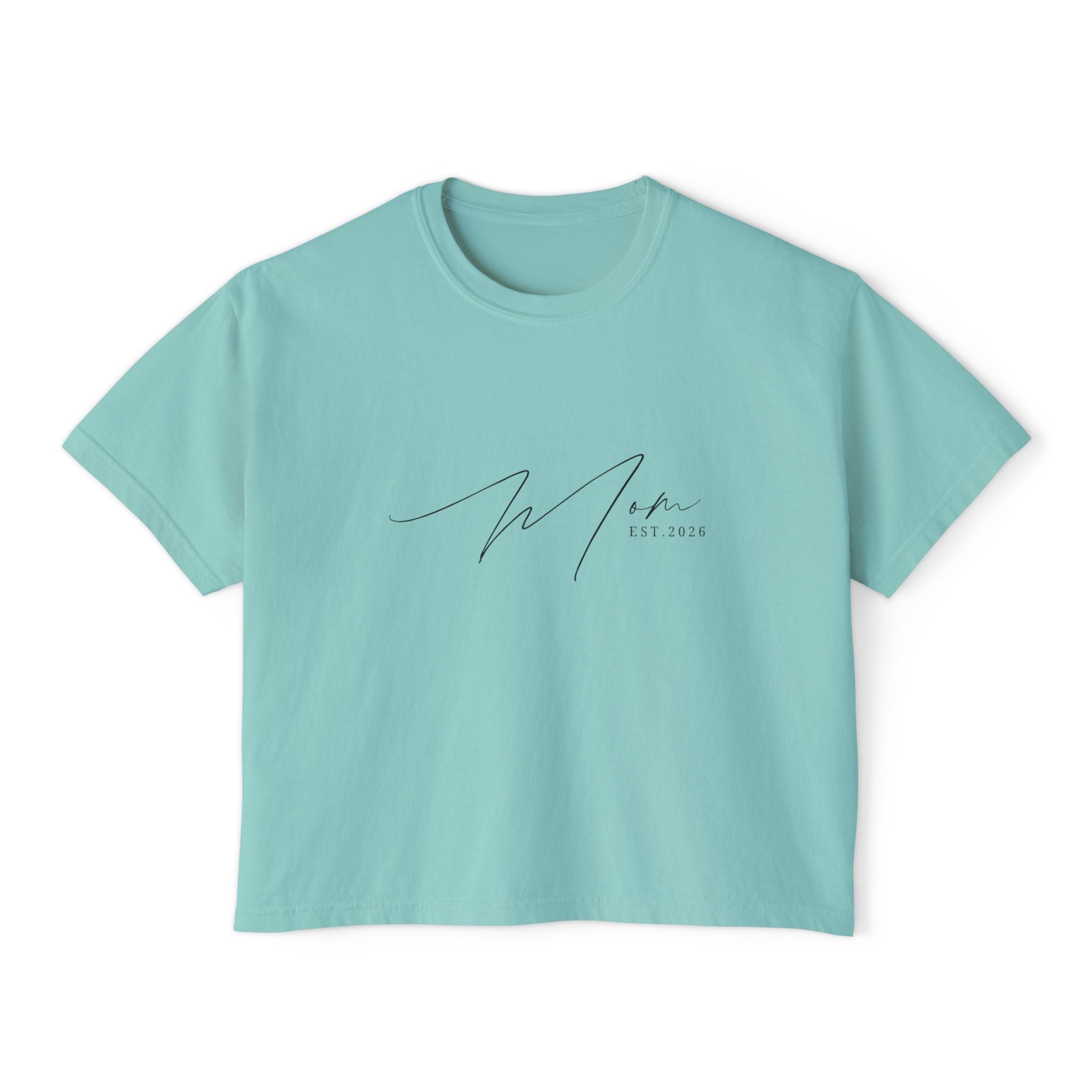 "Certified Mom Est. 2026 | Pigment Dyed Boxy Graphic Tee"
