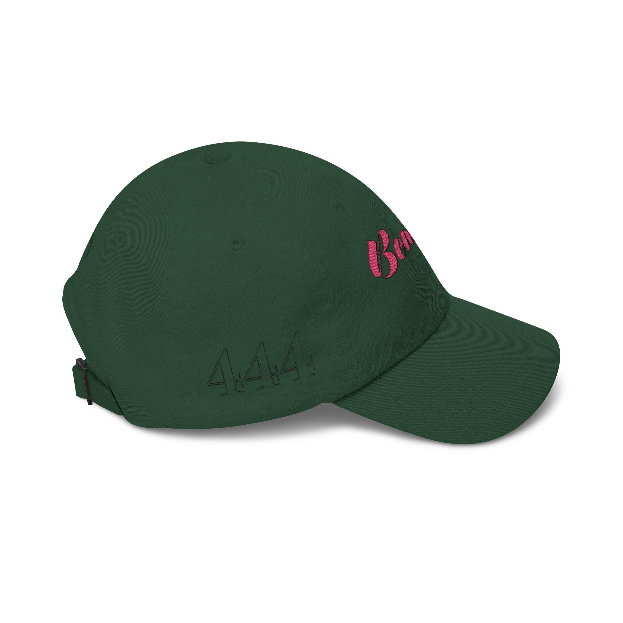 Beauty Affirmation & Angel Number 444 Classic Dad Cap — Vintage Brass Strap, Soft Cotton