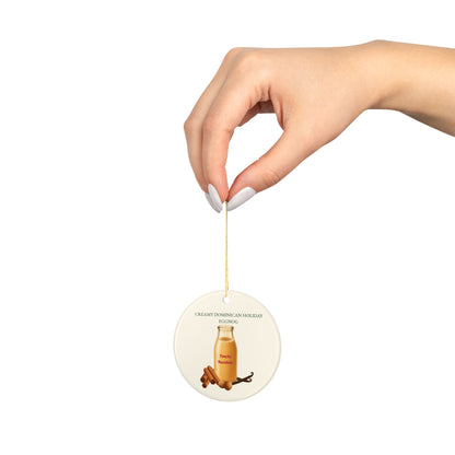 Ponche Navideño Dominican Eggnog Ceramic Ornament, Double-Sided Holiday Recipe Keepsake, Christmas Tree Decor