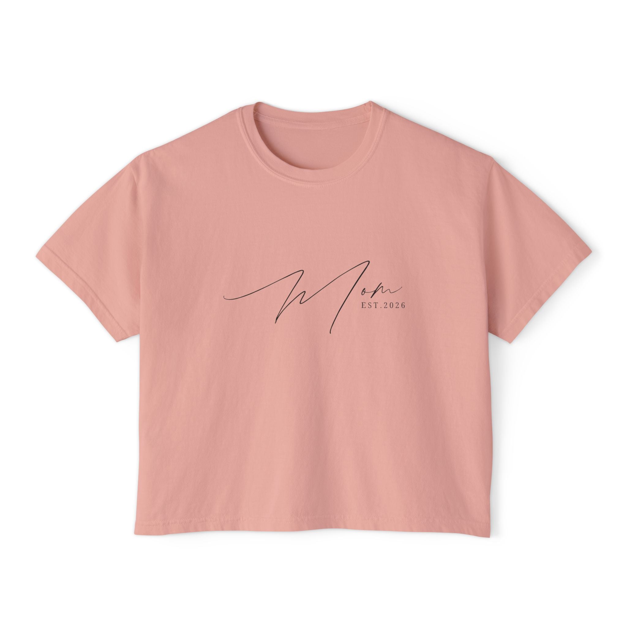 "Certified Mom Est. 2026 | Pigment Dyed Boxy Graphic Tee"