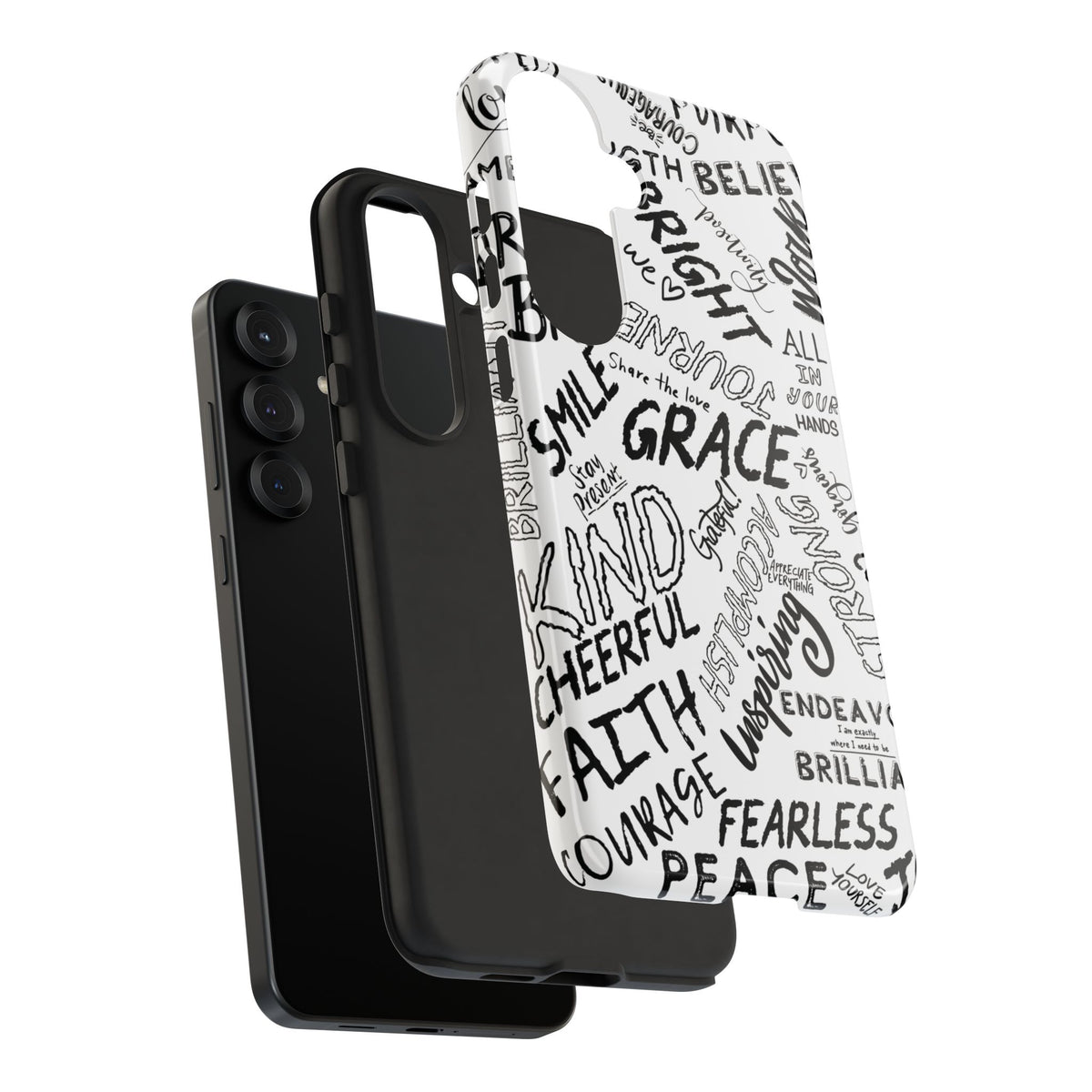 Inspirational Words Phone Case — Black & White Handlettered Positive Quotes
