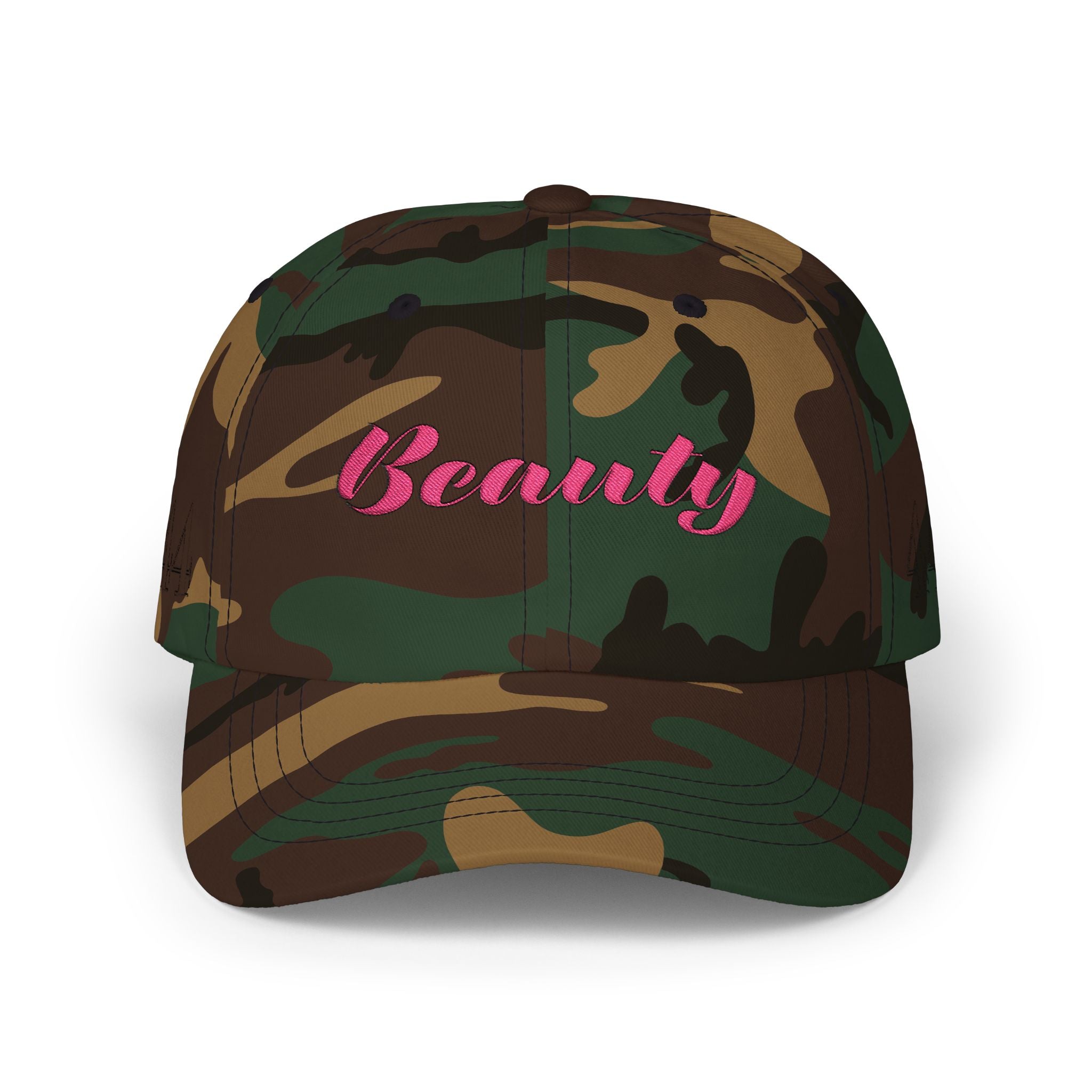 Beauty Affirmation & Angel Number 444 Classic Dad Cap — Vintage Brass Strap, Soft Cotton